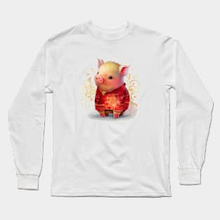 Watercolor Chinese Zodiac Year of the Pig Long Sleeve T-Shirt